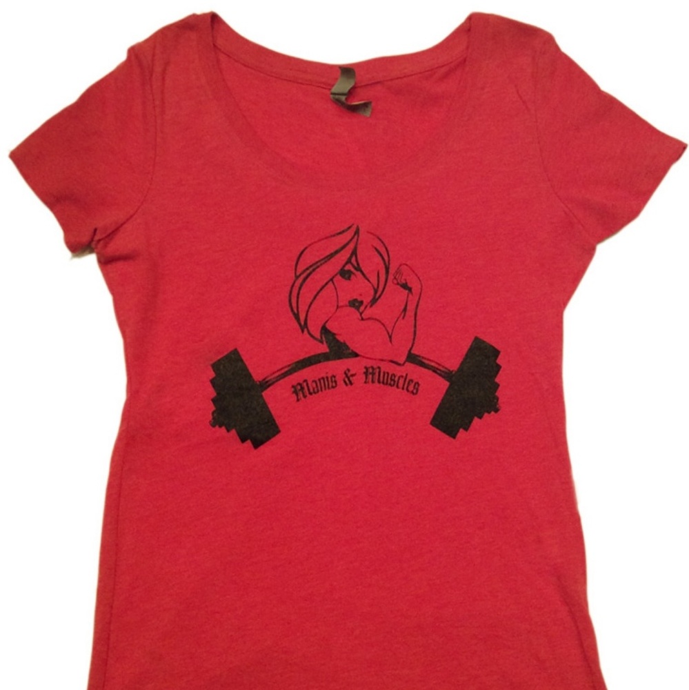 🔥 NEXT LEVEL Red Graphic Scoop Neck Tee